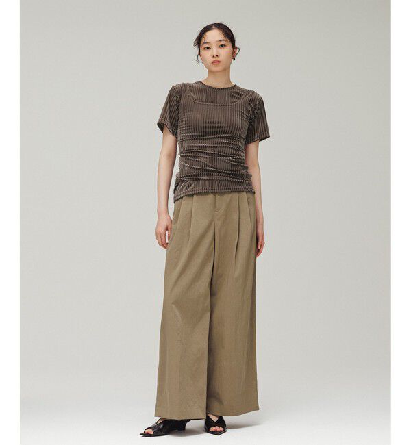 ADAM ET ROPE'「【EMOELLE】バイカラーベルトドレスパンツ」|チノ|