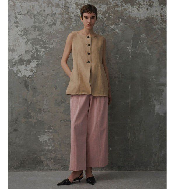 ADAM ET ROPE'「【EMOELLE】バイカラーベルトドレスパンツ」|チノ|