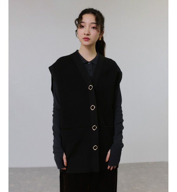 ADAM ET ROPE'「【サステナブル】ミドルニットジレ」|ベスト・ジレ|