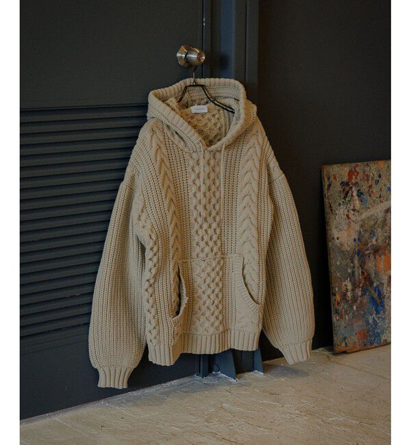 ADAM ET ROPE'「【WEB限定】ボリュームケーブル ニット パーカー / ロングシーズン着用可能 / 超軽量 / ユニセックス」|パーカー|