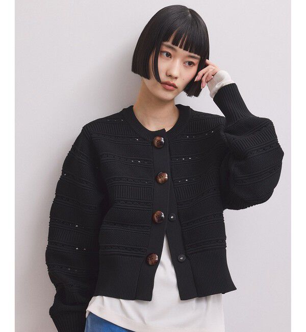 ADAM ET ROPE'「【WEB限定】mixパターンニットカーディガン」|カーディガン|