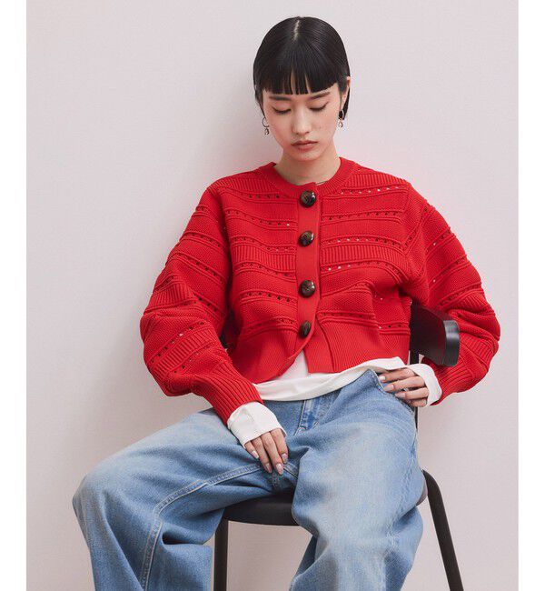 ADAM ET ROPE'「【WEB限定】mixパターンニットカーディガン」|カーディガン|