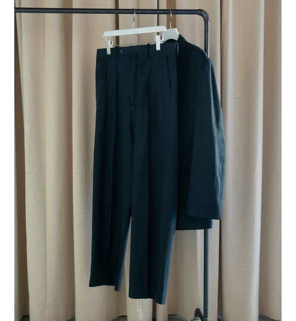 ADAM ET ROPE'「コットンキュプラ ツープリーツ ワイド スラックス / セットアップ対応」|スラックス|ブラック(01)