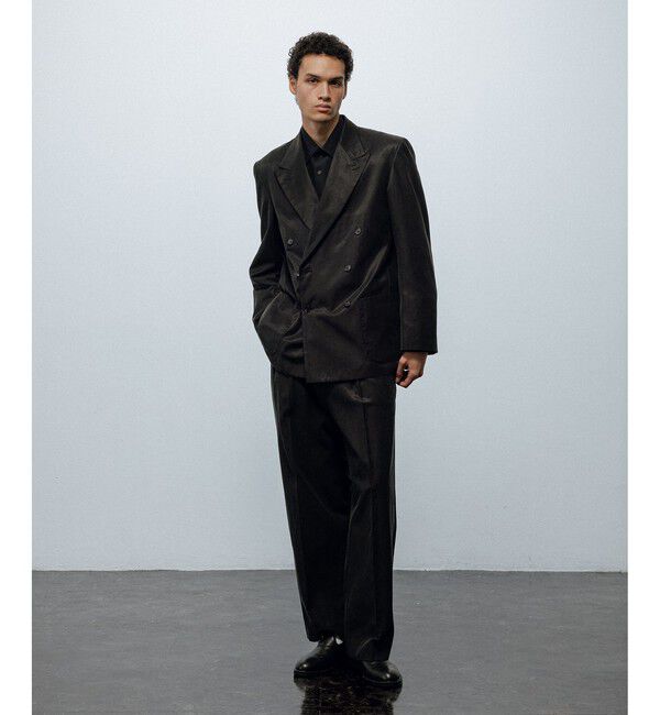 ADAM ET ROPE'「コットンキュプラ ツープリーツ ワイド スラックス / セットアップ対応」|スラックス|