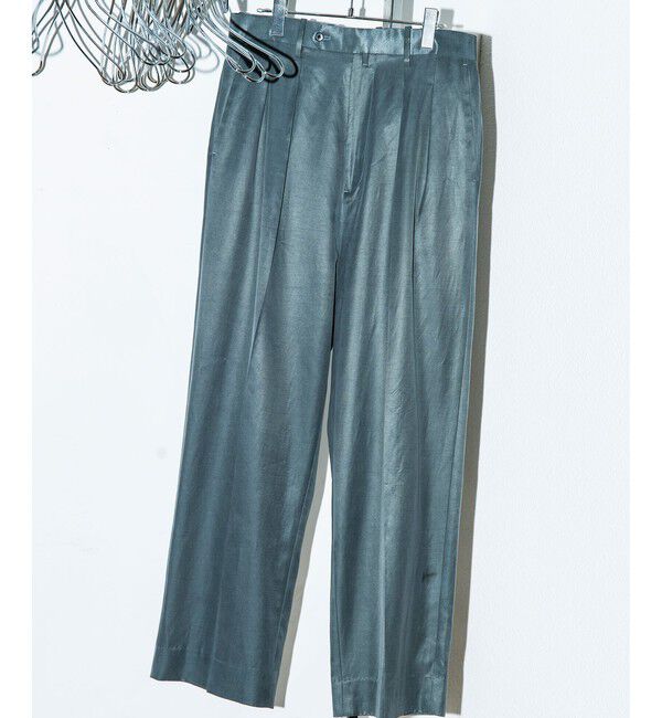 ADAM ET ROPE'「コットンキュプラ ツープリーツ ワイド スラックス / セットアップ対応」|スラックス|チャコール(06)