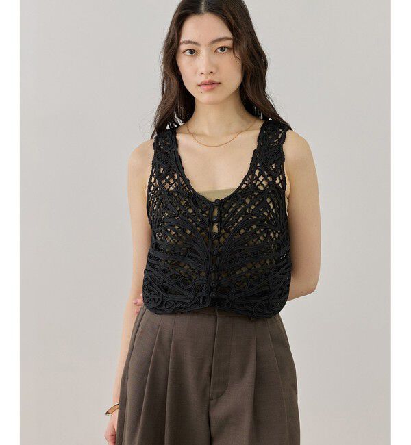 ADAM ET ROPE'「コードレースタンクジレ」|ベスト・ジレ|ブラック(01)