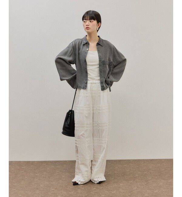 ADAM ET ROPE'「【一部WEB限定カラー】エンブロイダリーイージーパンツ」|チノ|