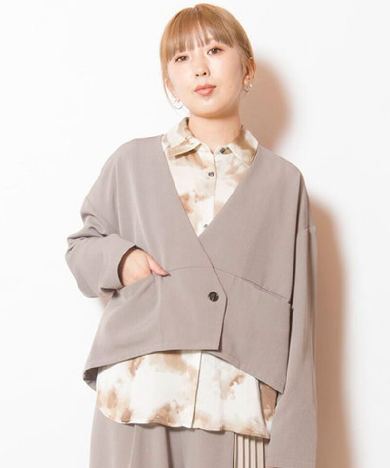  「ノーカラーショートジャケット」|ノーカラージャケット|GRAYBEIGE