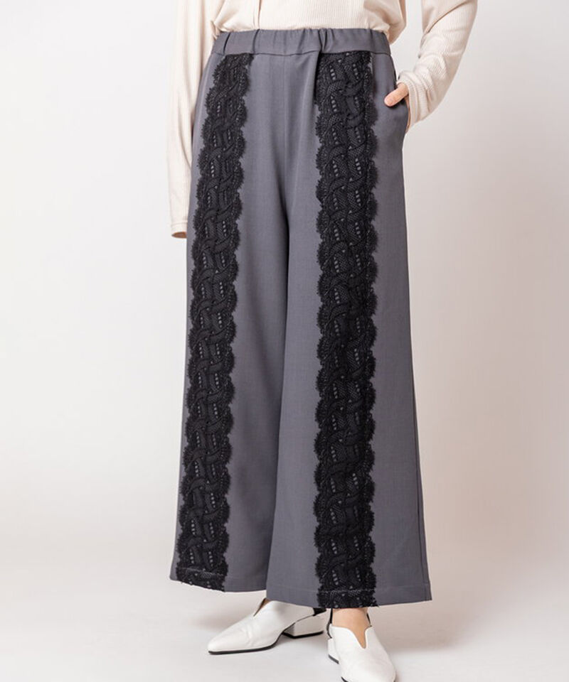  「レースラインギャザーパンツ」|その他|GRAY