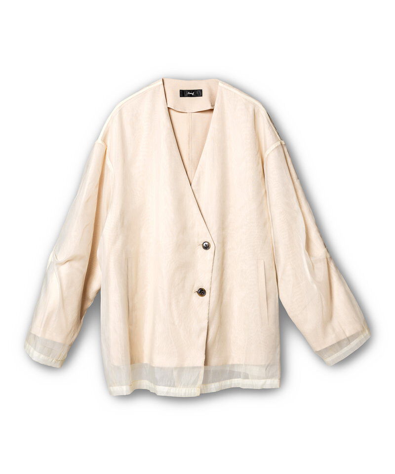  「シアーレイヤードジャケット」|ノーカラージャケット|