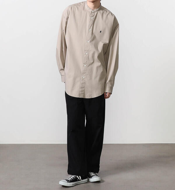 GYMPHLEX「Gymphlex | バンドカラー長袖シャツ SOLID MEN」|シャツ・ブラウス|