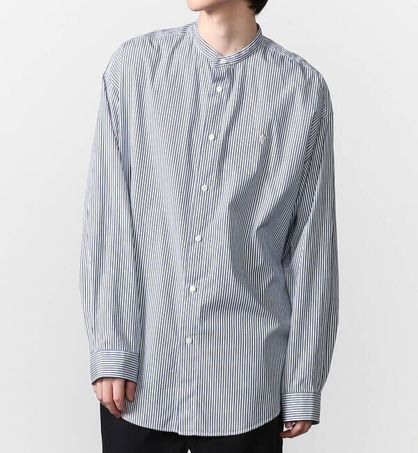 GYMPHLEX「Gymphlex | バンドカラー長袖シャツ STRIPE MEN」|シャツ・ブラウス|