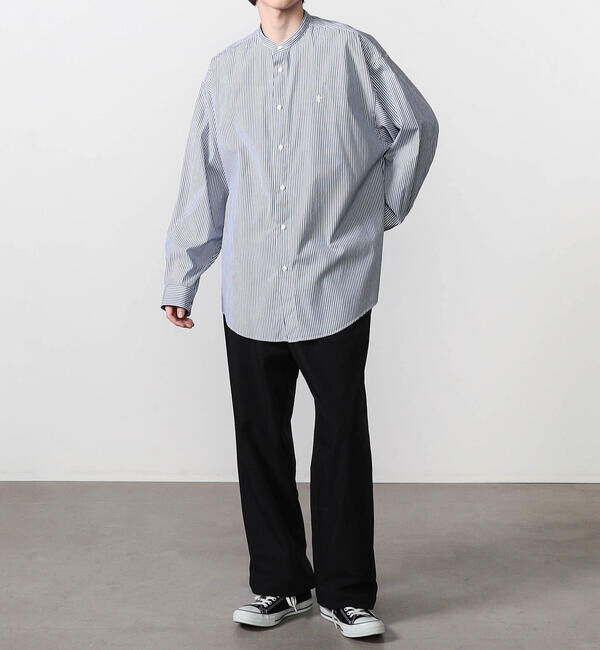 GYMPHLEX「Gymphlex | バンドカラー長袖シャツ STRIPE MEN」|シャツ・ブラウス|
