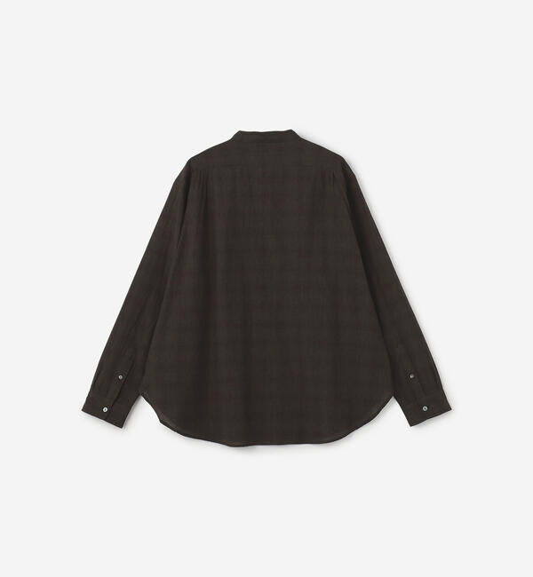  「INDIA INDUSTRY | ファインラインチェック バンドカラーシャツ MEN」|シャツ・ブラウス|