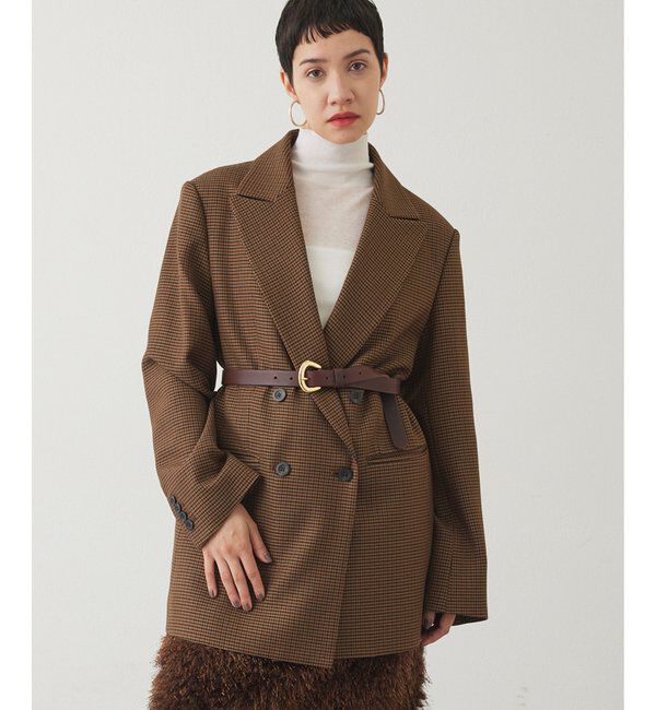 THE PAUSE「【THE PAUSE】チェックダブルジャケット」|テーラードジャケット|ブラウン