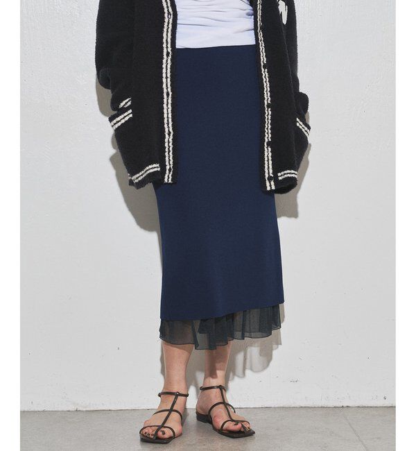 GEMINI「【GEMINI】ニットレイヤードスカート」|スカート|ネイビー