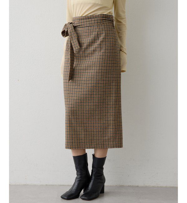  「ウールベルト付スカート」|スカート|ブラウン