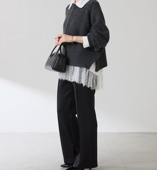  「裾レースハイネックシャツ」|シャツ・ブラウス|