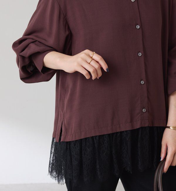  「裾レースハイネックシャツ」|シャツ・ブラウス|