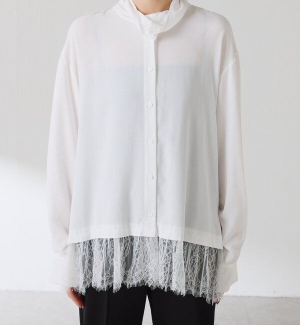  「裾レースハイネックシャツ」|シャツ・ブラウス|