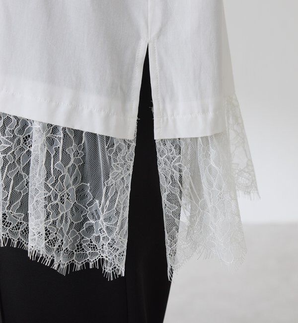  「裾レースハイネックシャツ」|シャツ・ブラウス|