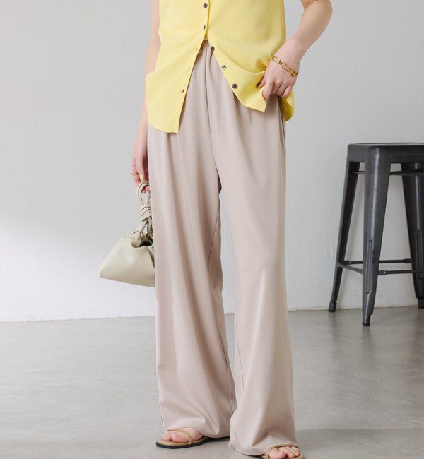  「【接触冷感/ストレッチ】イージースラックスパンツ」|チノ|グレージュ