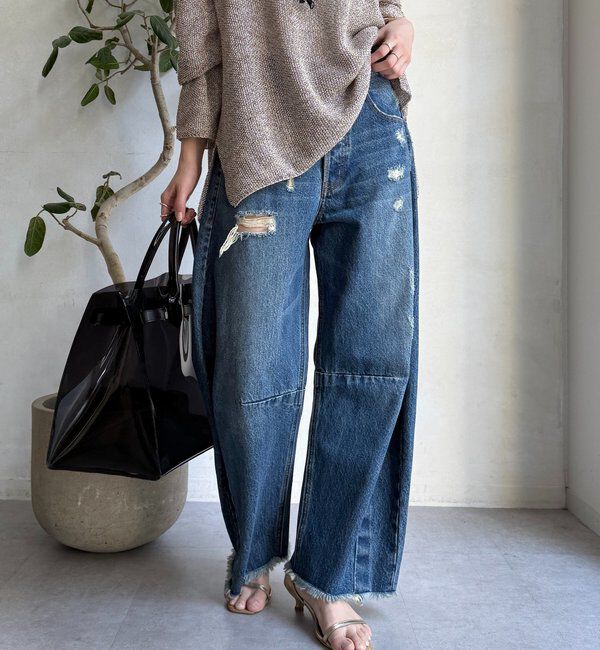  「【ベストセラーアイテム】ダメージカーブデニム」|デニム|ブルー