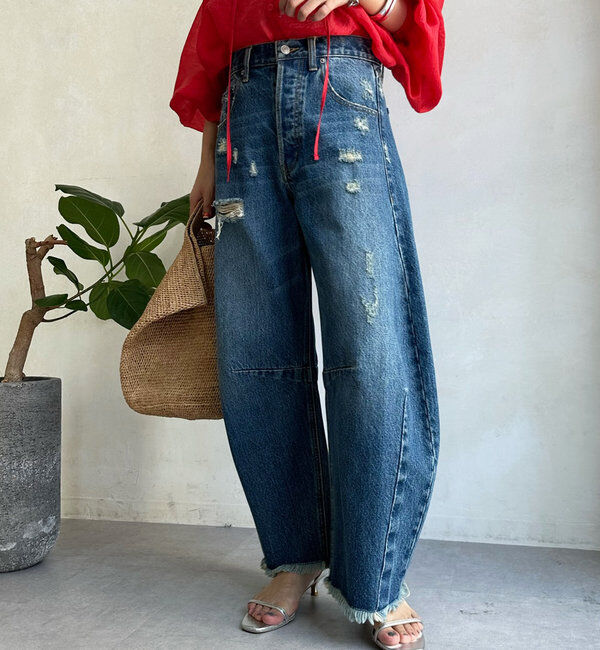  「【ベストセラーアイテム】ダメージカーブデニム」|デニム|