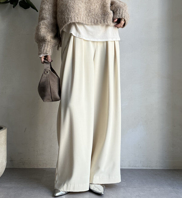  「【累計販売数3万枚突破/21色4サイズ展開！】タックワイドパンツ」|チノ|