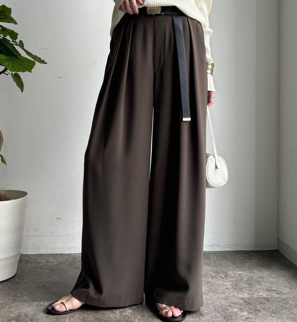  「【累計販売数3万枚突破/21色4サイズ展開！】タックワイドパンツ」|チノ|ブラウンその他1