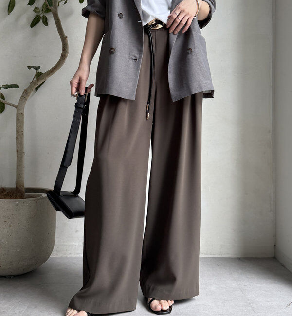  「【累計販売数3万枚突破/21色4サイズ展開！】タックワイドパンツ」|チノ|