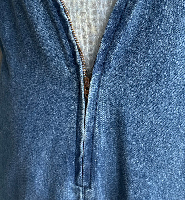  「細紐デニムフロントジップサロペット」|ワンピース|