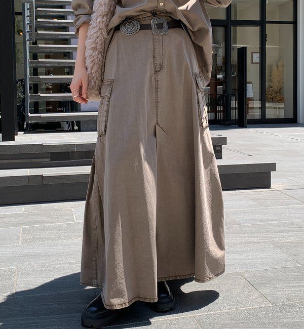  「綿リヨセルピグメント加工カーゴスカート」|スカート|