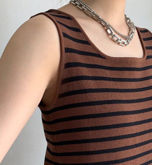  「ボーダースクエアニットタンク」|ニット・セーター|