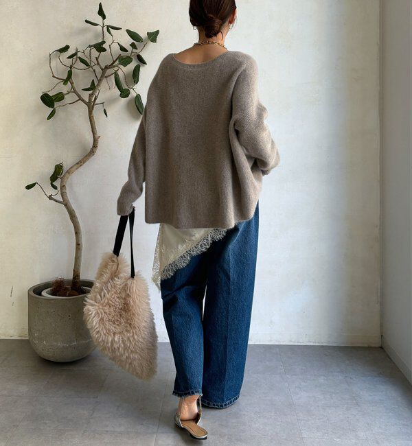 「ファーウールポンチョプルオーバー」|ニット・セーター|