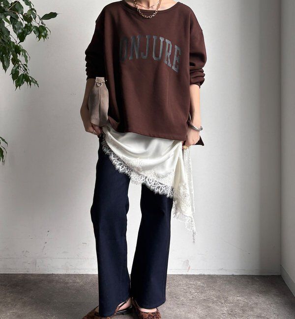  「前後ロゴプリント裏起毛プルオーバー」|Tシャツ・カットソー|