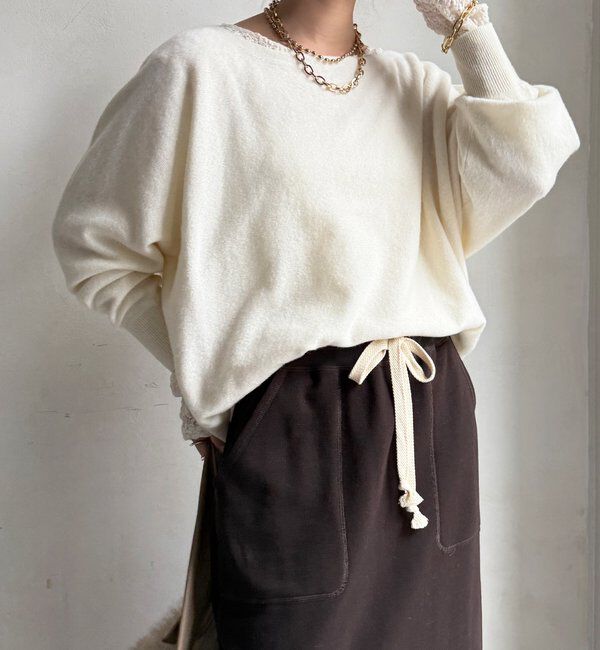  「メリノウール100%ボートネック」|ニット・セーター|オフホワイト