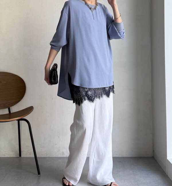  「袖リブバックボタンジョーゼットプルオーバー」|シャツ・ブラウス|