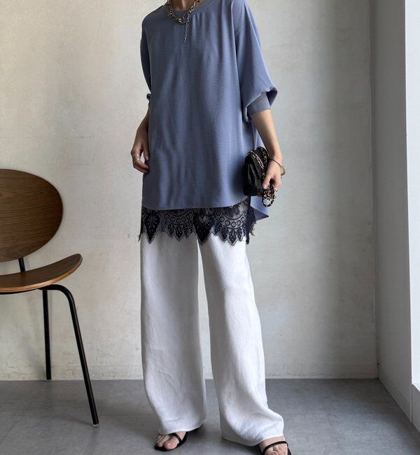  「袖リブバックボタンジョーゼットプルオーバー」|シャツ・ブラウス|