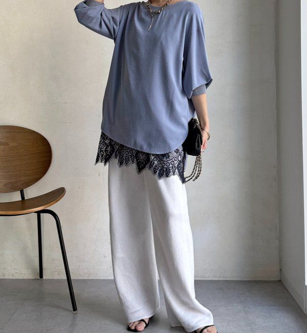  「袖リブバックボタンジョーゼットプルオーバー」|シャツ・ブラウス|