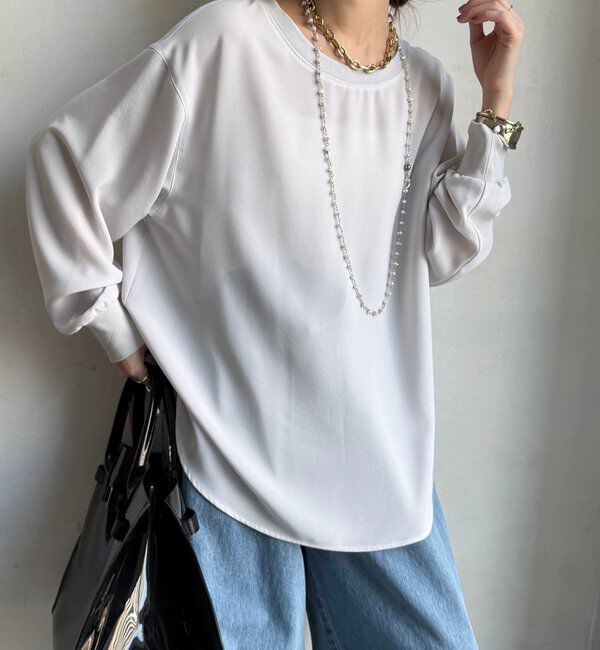  「袖リブバックボタンジョーゼットプルオーバー」|シャツ・ブラウス|