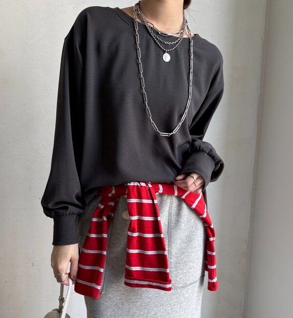  「袖リブバックボタンジョーゼットプルオーバー」|シャツ・ブラウス|