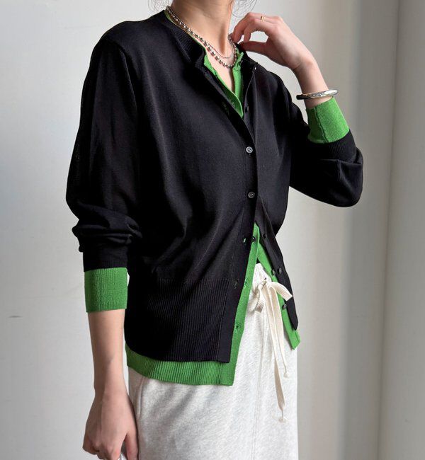  「【WEB限定】レイヤード風カーディガン」|カーディガン|ブラック