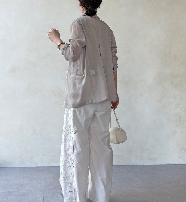  「刺繍レースコットンパンツ」|チノ|