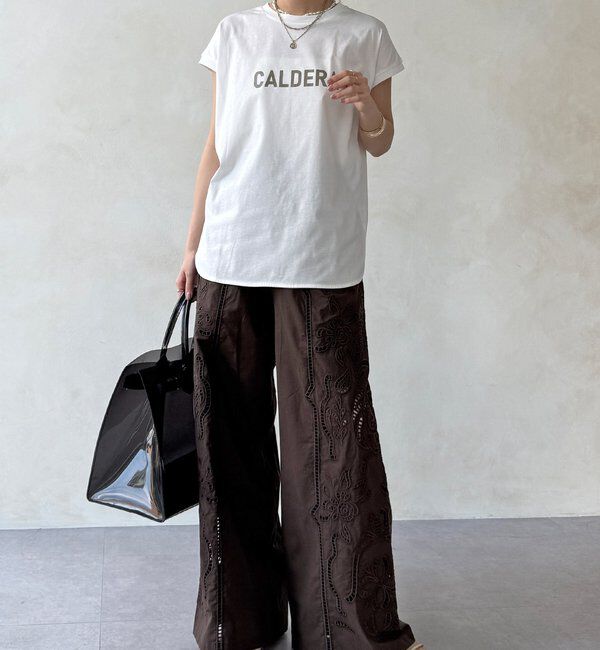  「刺繍レースコットンパンツ」|チノ|