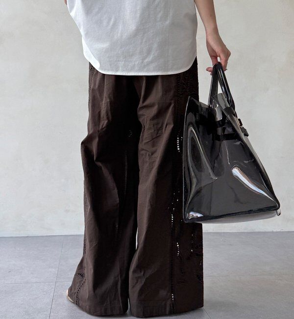  「刺繍レースコットンパンツ」|チノ|