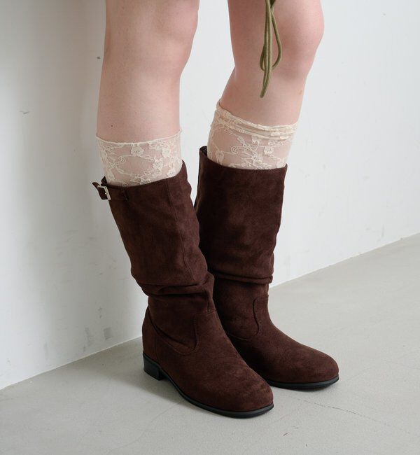  「【レザー&スエード/インソール】ルーズエンジニアブーツ」|ロングブーツ|