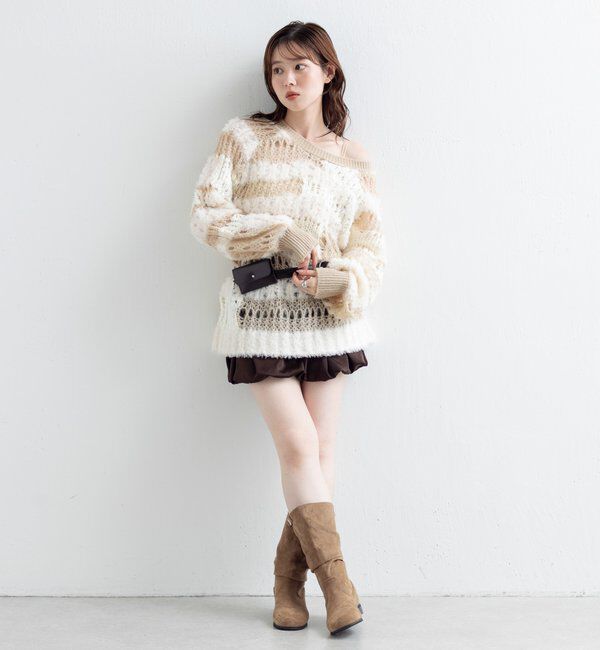  「【レザー&スエード/インソール】ルーズエンジニアブーツ」|ロングブーツ|