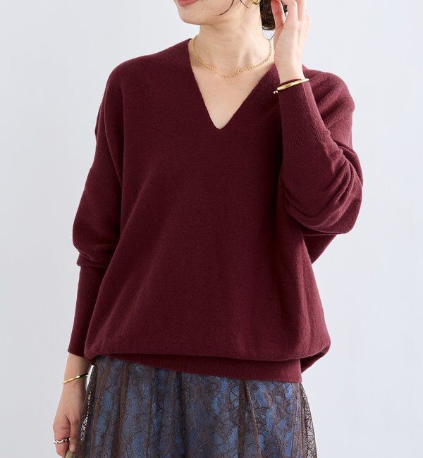  「【リバイバル/新色追加/7色展開】ウール100NEWバックボリュームニット」|ニット・セーター|バーガンディー