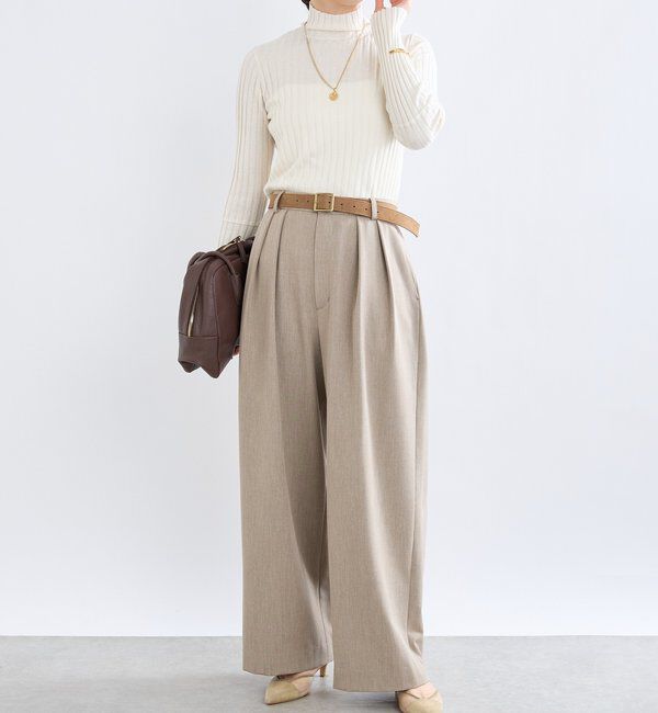  「【真冬もあたたか】裏起毛スラックスパンツ」|チノ|